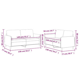 2-delige Loungeset met kussens stof donkergrijs 7