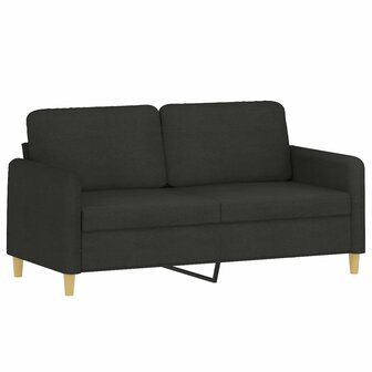 2-delige loungeset met kussens stof zwart 4