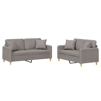 2-delige Loungeset met kussens stof taupe 2