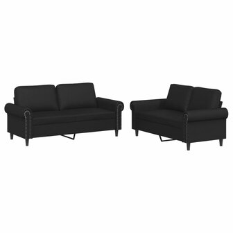 2-delige Loungeset met kussens kunstleer zwart 2