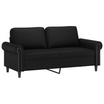 2-delige Loungeset met kussens kunstleer zwart 4
