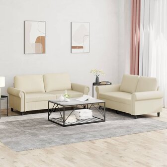 2-delige Loungeset met kussens kunstleer cr&egrave;me 1