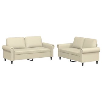 2-delige Loungeset met kussens kunstleer cr&egrave;me 2