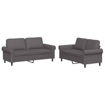 2-delige Loungeset met kussens kunstleer grijs 2