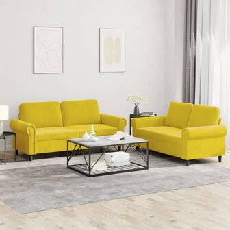 2-delige Loungeset met kussens fluweel geel 1