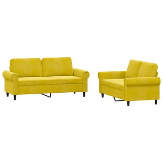 2-delige Loungeset met kussens fluweel geel 2