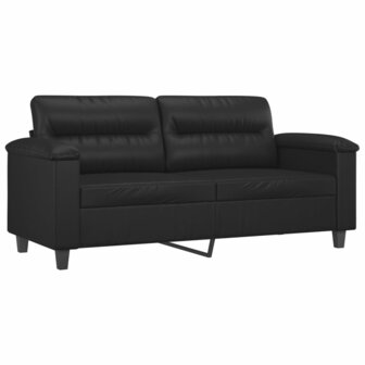 2-delige Loungeset met kussens kunstleer zwart 4