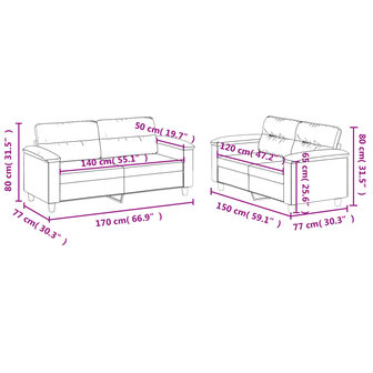 2-delige Loungeset met kussens kunstleer zwart 7