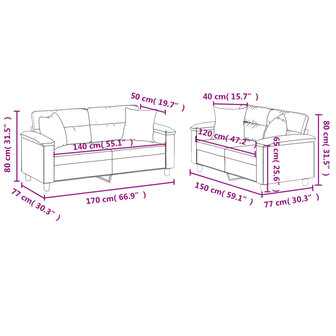 2-delige Loungeset met kussens kunstleer zwart 8