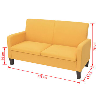 Tweezitsbank 135x65x76 cm geel 4