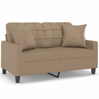 Tweezitsbank met sierkussens 120 cm kunstleer cappuccinokleurig 2
