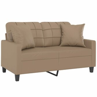 Tweezitsbank met sierkussens 120 cm kunstleer cappuccinokleurig 3