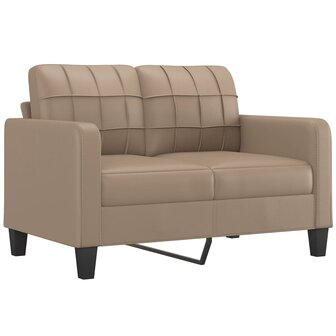 Tweezitsbank met sierkussens 120 cm kunstleer cappuccinokleurig 4