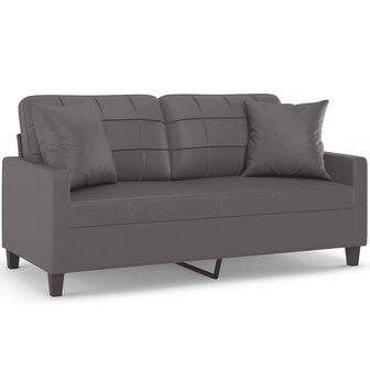 Tweezitsbank met sierkussens 140 cm kunstleer grijs 2