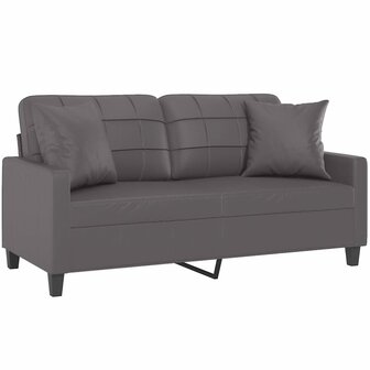 Tweezitsbank met sierkussens 140 cm kunstleer grijs 3