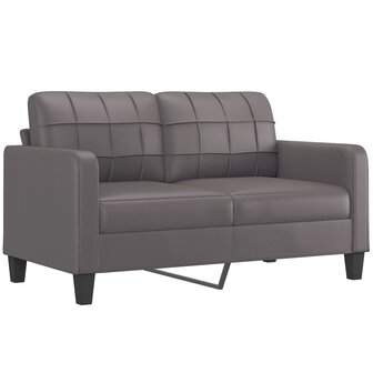 Tweezitsbank met sierkussens 140 cm kunstleer grijs 4