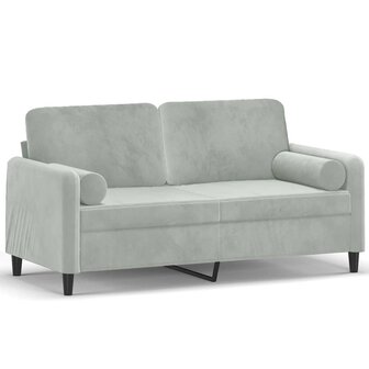 Tweezitsbank met sierkussens 140 cm fluweel lichtgrijs 2