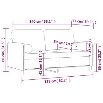 Tweezitsbank met sierkussens 140 cm fluweel lichtgrijs 8