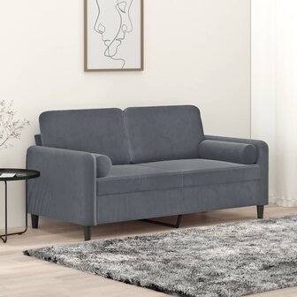 Tweezitsbank met sierkussens 140 cm fluweel donkergrijs 1