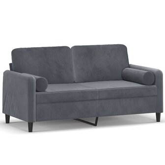 Tweezitsbank met sierkussens 140 cm fluweel donkergrijs 2