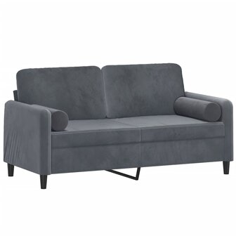 Tweezitsbank met sierkussens 140 cm fluweel donkergrijs 3