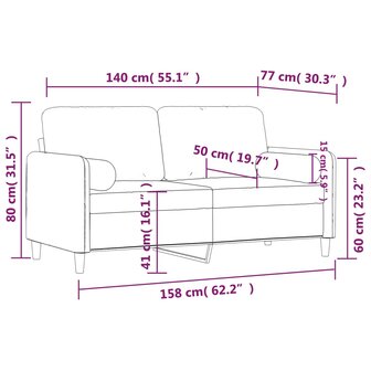 Tweezitsbank met sierkussens 140 cm fluweel donkergrijs 8
