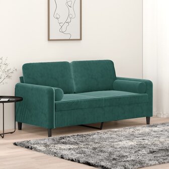 Tweezitsbank met sierkussens 140 cm fluweel donkergroen 1