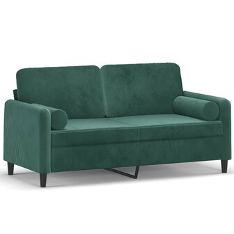 Tweezitsbank met sierkussens 140 cm fluweel donkergroen 2