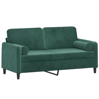 Tweezitsbank met sierkussens 140 cm fluweel donkergroen 3
