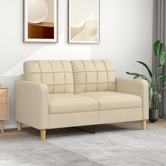 Tweezitsbank 140 cm stof cr&egrave;mekleurig 1