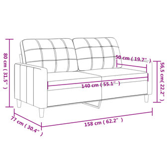 Tweezitsbank 140 cm stof cr&egrave;mekleurig 8