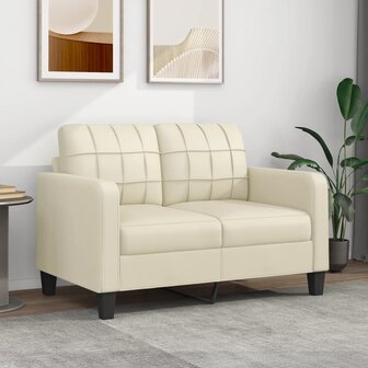 Tweezitsbank 120 cm kunstleer cr&egrave;mekleurig 1