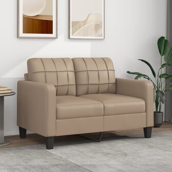 Tweezitsbank 120 cm kunstleer cappuccinokleurig 1