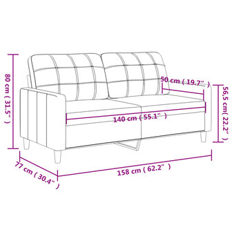 Tweezitsbank 140 cm kunstleer grijs 8