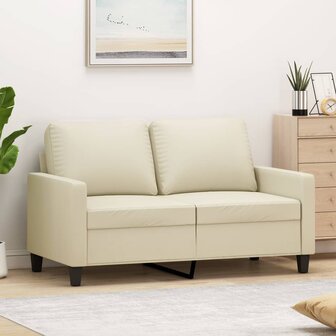 Tweezitsbank 120 cm kunstleer cr&egrave;mekleurig 1