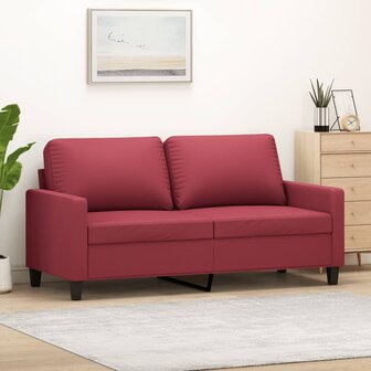 Tweezitsbank 140 cm kunstleer wijnrood 1