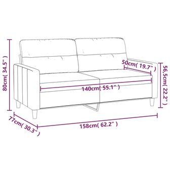 Tweezitsbank 140 cm stof lichtgeel 8