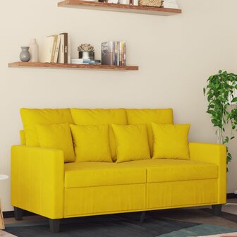 Tweezitsbank 120 cm fluweel geel 1