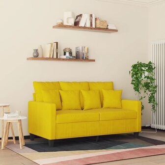 Tweezitsbank 120 cm fluweel geel 3