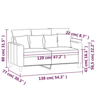 Tweezitsbank 120 cm fluweel geel 9