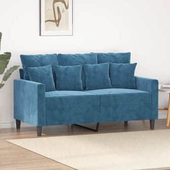 Tweezitsbank 120 cm fluweel blauw 1