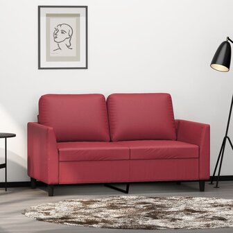 Tweezitsbank 120 cm kunstleer wijnrood 1