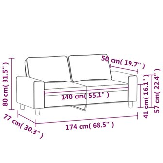 Tweezitsbank 140 cm stof wijnrood 8