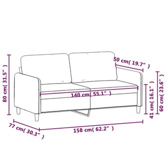 Tweezitsbank 140 cm fluweel lichtgrijs 8