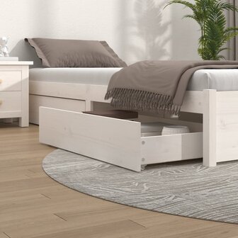 Bedlades 4 st massief grenenhout wit 1