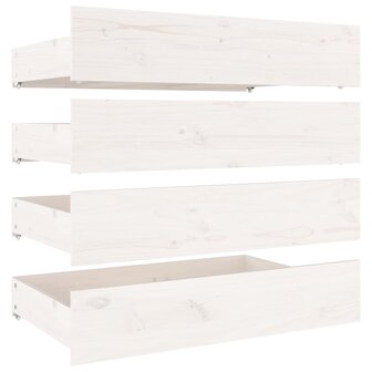 Bedlades 4 st massief grenenhout wit 2
