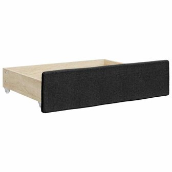 Bedlades 2 st bewerkt hout en stof zwart 3