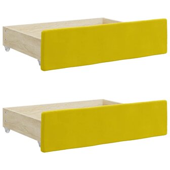Bedlades 2 st bewerkt hout en fluweel geel 2