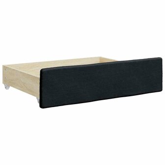 Bedlades 2 st bewerkt hout en kunstleer zwart 3