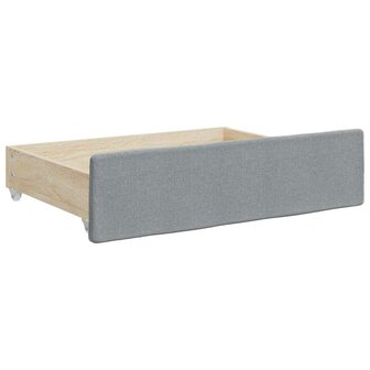 Opberglades bed 2 st bewerkt hout bewerkt hout stof lichtgrijs 3